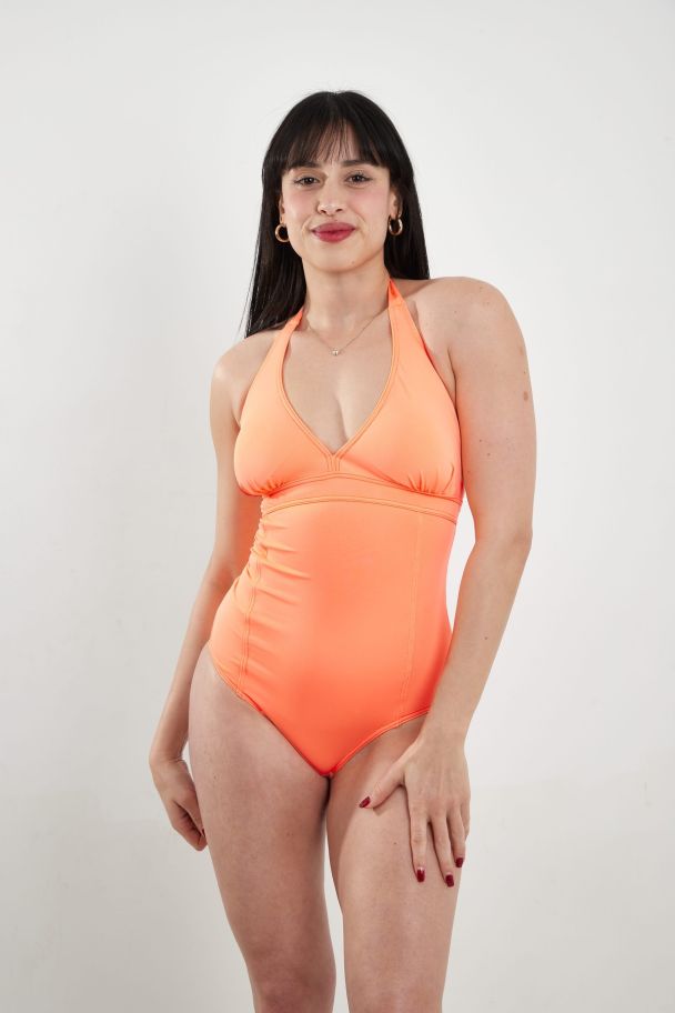 MAILLOT 1 PIÈCE F0 Orange – Élégance et énergie pour la plage